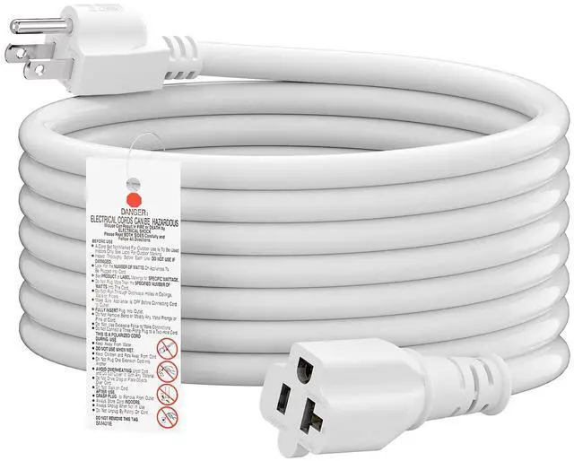 Main image of 15-Feet 15 Amp Household AC Plug to 20 Amp T Blade Adapter Cable, Plugrand 14AWG Long 15 Amp to 20 Amp Plug Adapter Cord Nema 5-15P to 5-15R/5-20R 20Amp Comb AC Power Cord, White
