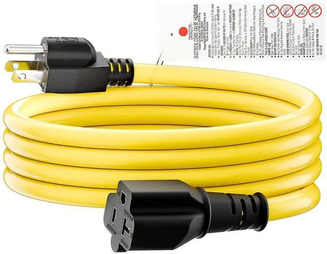 Main image of 15 Amp Household AC Plug to 20 Amp T Blade Adapter Cable 6FT | 14AWG 15 Amp to 20 Amp Plug Adapter Cord Nema 5-15P to 5-15R/5-20R 20Amp Comb AC Power Cord, Yellow