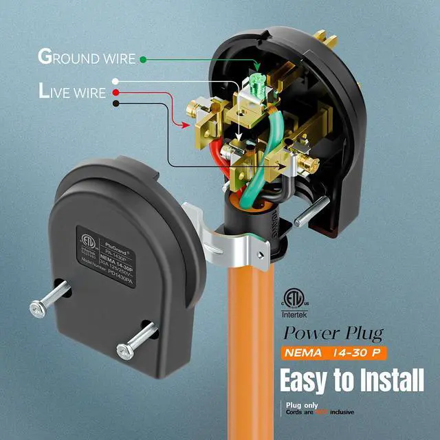 Alt view image 4 of 7 - (2-in-1) Two in One Nema 14-30P/14-50P Plug 30/50 Amp 125/250 Volt Plug, 50Amp 4-Prong Dryer or Ranger Plugs for Dyer and Ranges, Cable OD Max. 1.0 Inch