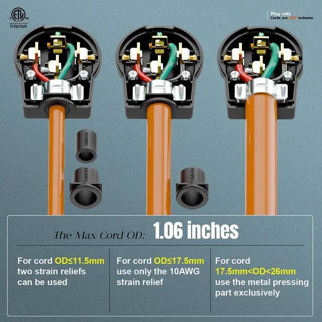Alt view image 6 of 7 - (2-in-1) Two in One Nema 14-30P/14-50P Plug 30/50 Amp 125/250 Volt Plug, 50Amp 4-Prong Dryer or Ranger Plugs for Dyer and Ranges, Cable OD Max. 1.0 Inch