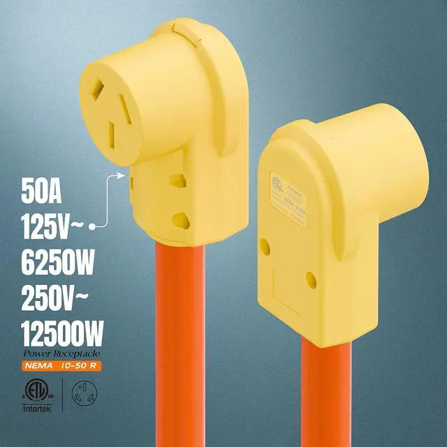 Alt view image 6 of 7 - NEMA 10-50R Plug,10-50 50A/125/250V Female Connector, (ETL Certified) 50Amp 125/250Volt Cord End Socket, Female 50A Dryer Receptacle, Heavy Duty, Yellow.