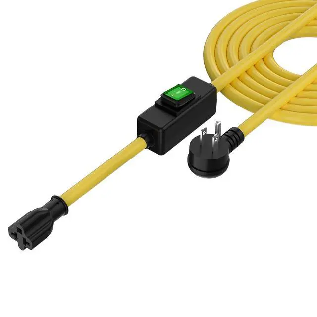 Alt view image 2 of 4 - 15FT Waterproof Extension Cord with On/Off Switch, 12AWG Outdoor Power Cord | NEMA 5-15P to 5-15R/ 5-20R/ 6-15R/ 6-20R, IP57 Rated, 20A 125V SJTW, Ideal for Outdoor Lights, Pumps, Christmas Trees