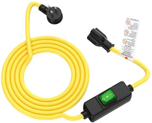 Main image of 15FT Waterproof Extension Cord with On/Off Switch, 12AWG Outdoor Power Cord | NEMA 5-15P to 5-15R/ 5-20R/ 6-15R/ 6-20R, IP57 Rated, 20A 125V SJTW, Ideal for Outdoor Lights, Pumps, Christmas Trees