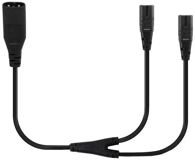 Main image of 1FT IEC 320 C8 to Dual C7 Y Split Power Cord | 18-AWG Figure 8 Male to Double Female 1 in 2 Out AC Power Cord, Figure 8 Male to 2 x Female Power Y Cable, Black, 1 FT