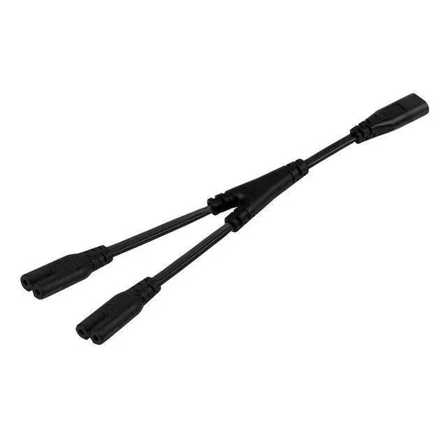 Alt view image 2 of 3 - 1FT IEC 320 C8 to Dual C7 Y Split Power Cord | 18-AWG Figure 8 Male to Double Female 1 in 2 Out AC Power Cord, Figure 8 Male to 2 x Female Power Y Cable, Black, 1 FT