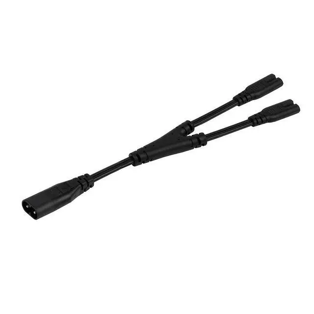 Alt view image 3 of 3 - 1FT IEC 320 C8 to Dual C7 Y Split Power Cord | 18-AWG Figure 8 Male to Double Female 1 in 2 Out AC Power Cord, Figure 8 Male to 2 x Female Power Y Cable, Black, 1 FT