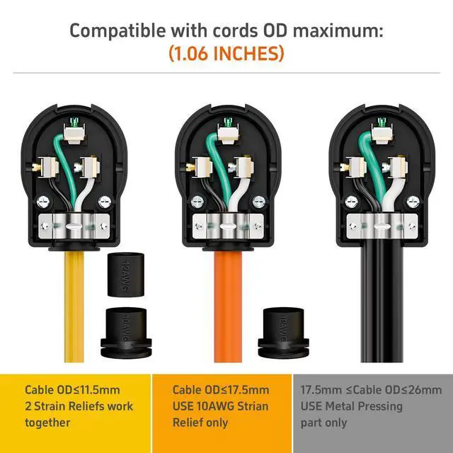 Alt view image 6 of 7 - 30AMP 125 Volt Nema 5-30P Plug, Plugrand 30 Amp 125 Volt Angle Plug, 3 Pole 3 Wire Grounding Straight Blade Connector for Welders, Work with Cable OD Max. 1.0 Inch