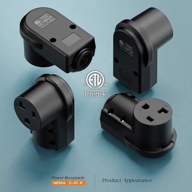 Alt view image 3 of 7 - NEMA 5-30R Socket, 5-30 Female Connector, (ETL Certified) 30Amp 125Volt Heavy Duty Receptacle, Black Color.