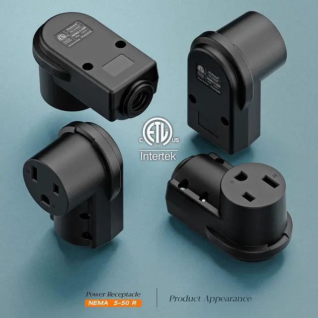 Alt view image 4 of 7 - NEMA 5-50R Socket,5-50R Female Connector, (ETL Certified) 50Amp 125Volt 50A/125V Heavy Duty Receptacle, Black Color.