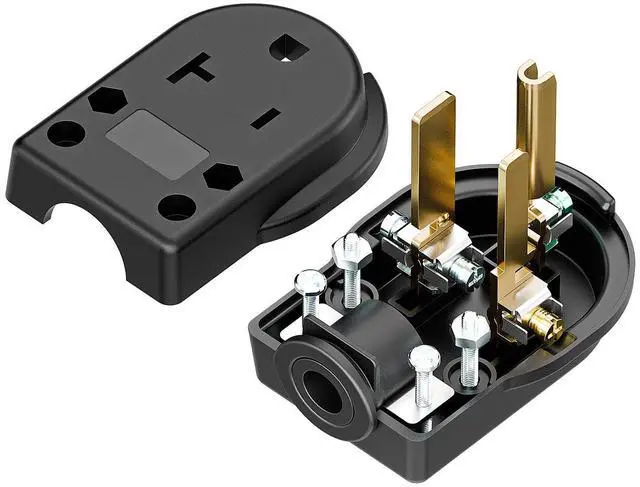 Alt view image 5 of 7 - 50AMP 125 Volt Nema 5-50P Plug 50 Amp 125 Volt Angle Plug, 3 Pole 3 Wire Grounding Straight Blade Plug for Welders, Work with Cable OD Max. 1.06Inch