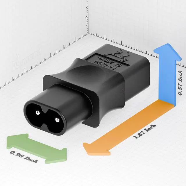 Alt view image 4 of 7 - PA-0250 IEC C8 to C9 Power Adapter, IEC 320 C9 Power Cord Adapter | Replacement Adapters Compatible with Roland MK-80, D-50 Synthesizer, MKS-20/ SG1D, Black