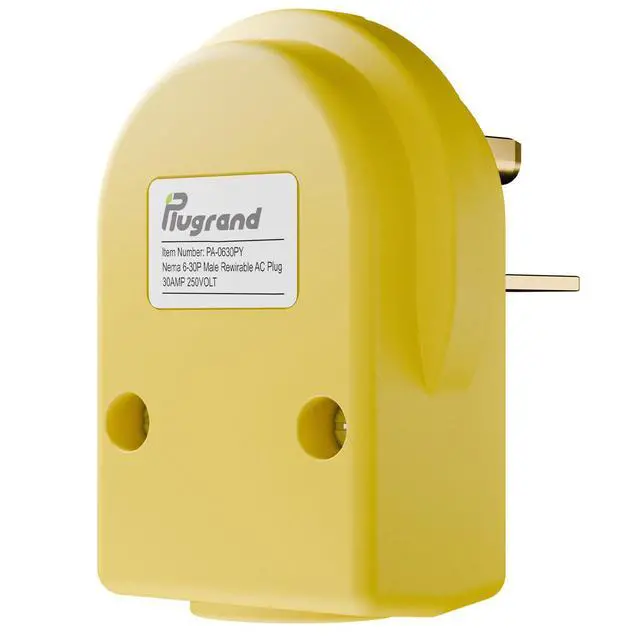 Alt view image 2 of 7 - Nema 6-30P Plug Welder Plug 30 Amp 250 Volt Plug, 3 Pole 3 Wire Grounding Straight Blade Plug for Welders, Work with Cable OD Max. 1.0 Inch Yellow