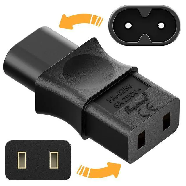 Alt view image 5 of 7 - PA-0250 IEC C8 to C9 Power Adapter, IEC 320 C9 Power Cord Adapter | Replacement Adapters Compatible with Roland MK-80, D-50 Synthesizer, MKS-20/ SG1D, Black