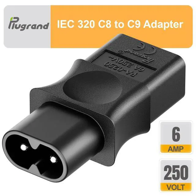 Alt view image 6 of 7 - PA-0250 IEC C8 to C9 Power Adapter, IEC 320 C9 Power Cord Adapter | Replacement Adapters Compatible with Roland MK-80, D-50 Synthesizer, MKS-20/ SG1D, Black