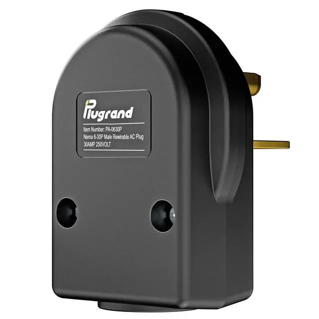 Alt view image 2 of 7 - Nema 6-30P Plug Welder Plug 30 Amp 250 Volt Angle Plug, 3 Pole 3 Wire Grounding Straight Blade Plug for Welders, Work with Cable OD Max. 1.0 Inch