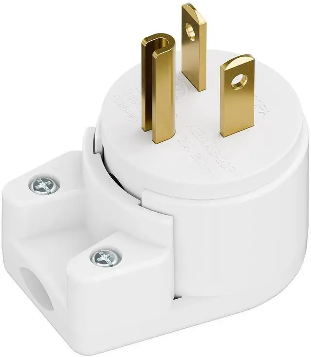 Main image of Nema 6-20P 20A 250V Plug, Plugrand ETL Listed 6-20P T-Blade Industrial Plug | 20Amp 250Volt USA Canada 3-Prong Male Angled Adapter, 12-Directions Rotatable Connector, White