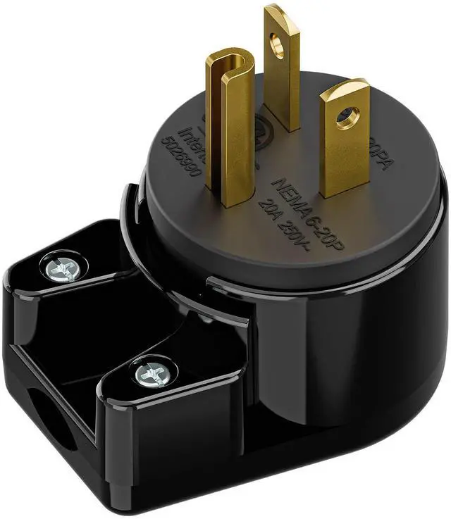 Main image of Nema 6-20P 20A 250V Plug, Plugrand ETL Listed 6-20P T-Blade Industrial Plug | Easy Assembly 20Amp 250Volt USA Canada 3-Prong Male Angled Adapter, 12-Directions Rotatable Connector, Black