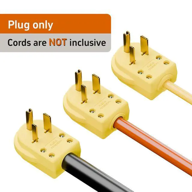 Alt view image 5 of 7 - Nema 6-50P Welder Plug,50 Amp 250 Volt Plug, Plugrand 3 Pole 3 Wire Grounding Straight Blade Plug for Welders, Work with Cable OD Max. 1.06 Inch Yellow