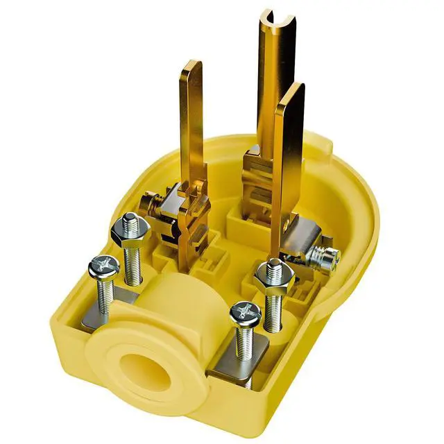 Alt view image 7 of 7 - Nema 6-50P Welder Plug,50 Amp 250 Volt Plug, Plugrand 3 Pole 3 Wire Grounding Straight Blade Plug for Welders, Work with Cable OD Max. 1.06 Inch Yellow
