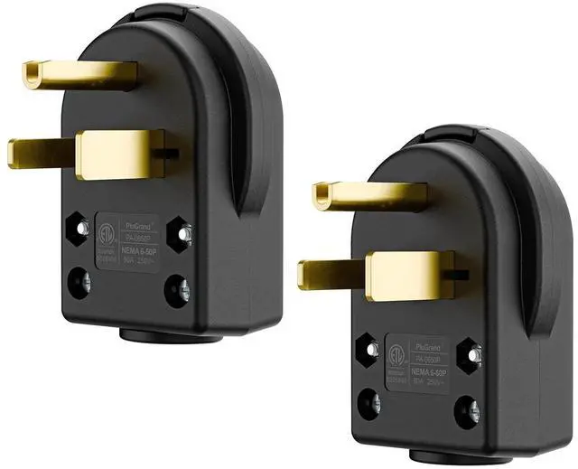 Main image of (2PACK) NEMA 6-50P Plug,6-50P 50A/250V Welder Male Plugs, (ETL Certified) 50Amp 250Volt Cord End Connector for Welders & Driers, Heavy Duty Welder 3-Prong, Black