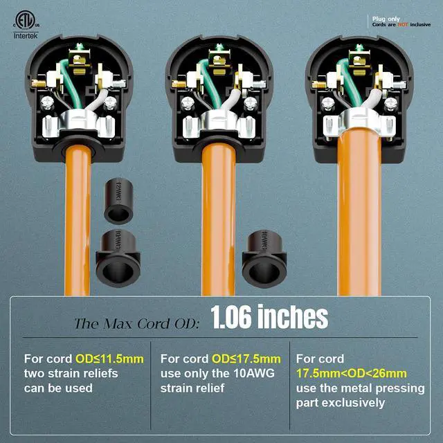 Alt view image 4 of 7 - (2PACK) NEMA 6-50P Plug,6-50P 50A/250V Welder Male Plugs, (ETL Certified) 50Amp 250Volt Cord End Connector for Welders & Driers, Heavy Duty Welder 3-Prong, Black