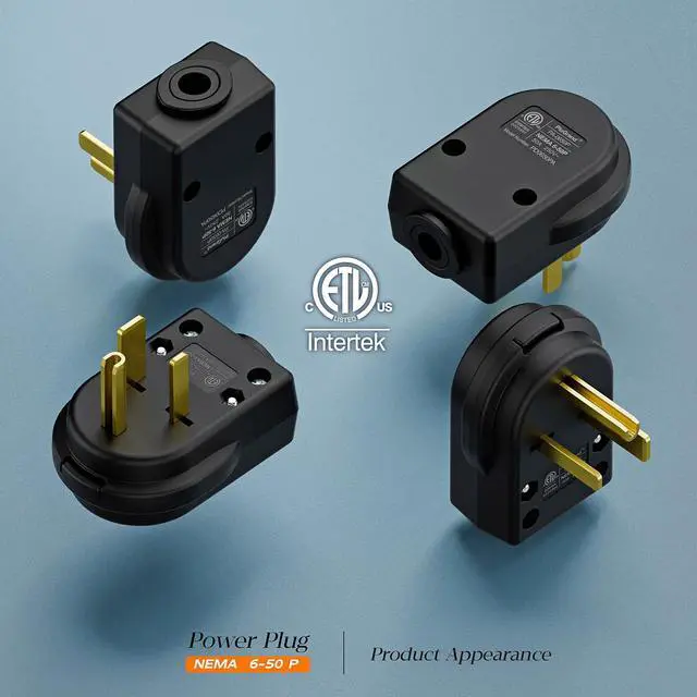 Alt view image 6 of 7 - (2PACK) NEMA 6-50P Plug,6-50P 50A/250V Welder Male Plugs, (ETL Certified) 50Amp 250Volt Cord End Connector for Welders & Driers, Heavy Duty Welder 3-Prong, Black