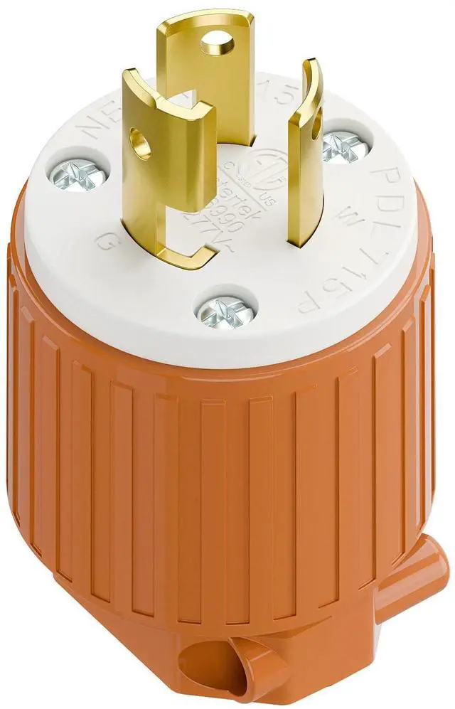 Main image of NEMA L7-15P Locking Plug, (ETL Listed) Cord End Connector, Twist Lock L7-15 15Amp 277Volt Female AC Connector, Industrial Grade 15A 277V Replacement Plugs PDL715P Orange