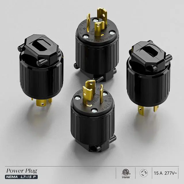 Alt view image 7 of 7 - 2PACK NEMA L7-15P Locking Plug, (ETL Listed) Cord End Connector, Twist Lock L7-15 15Amp 277Volt Female AC Connector, Industrial Grade 15A 277V Replacement Plugs PDL715P Black