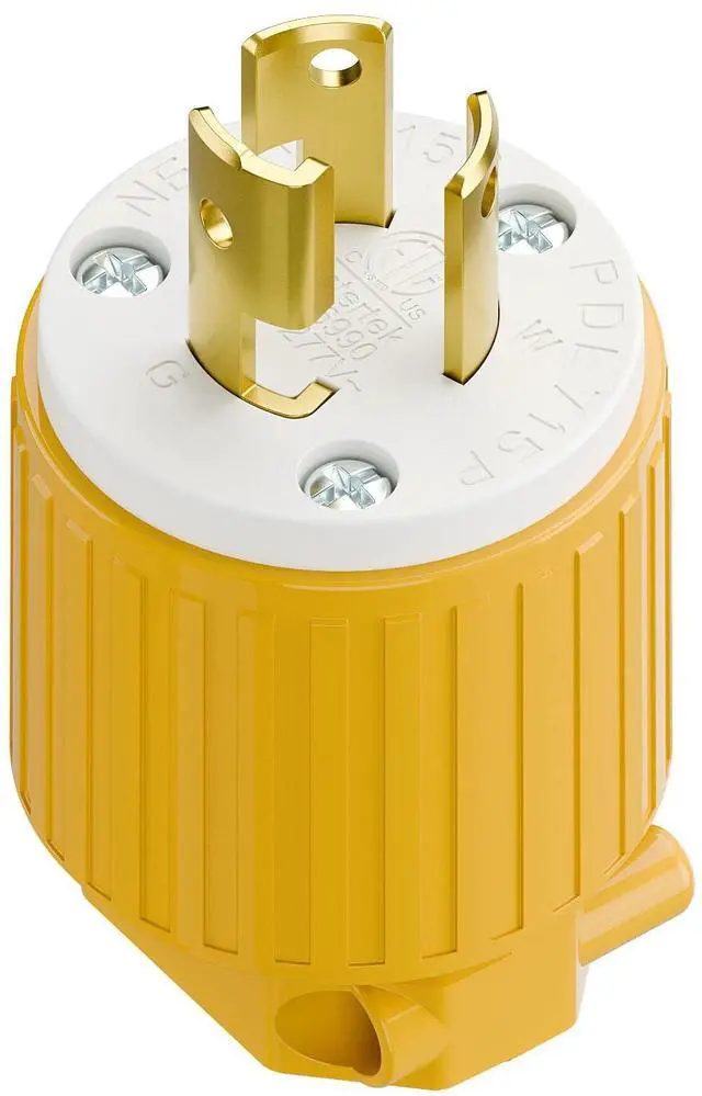 Main image of NEMA L7-15P Locking Plug, (ETL Listed) Cord End Connector, Twist Lock L7-15 15Amp 277Volt Female AC Connector, Industrial Grade 15A 277V Replacement Plugs PDL715P Yellow