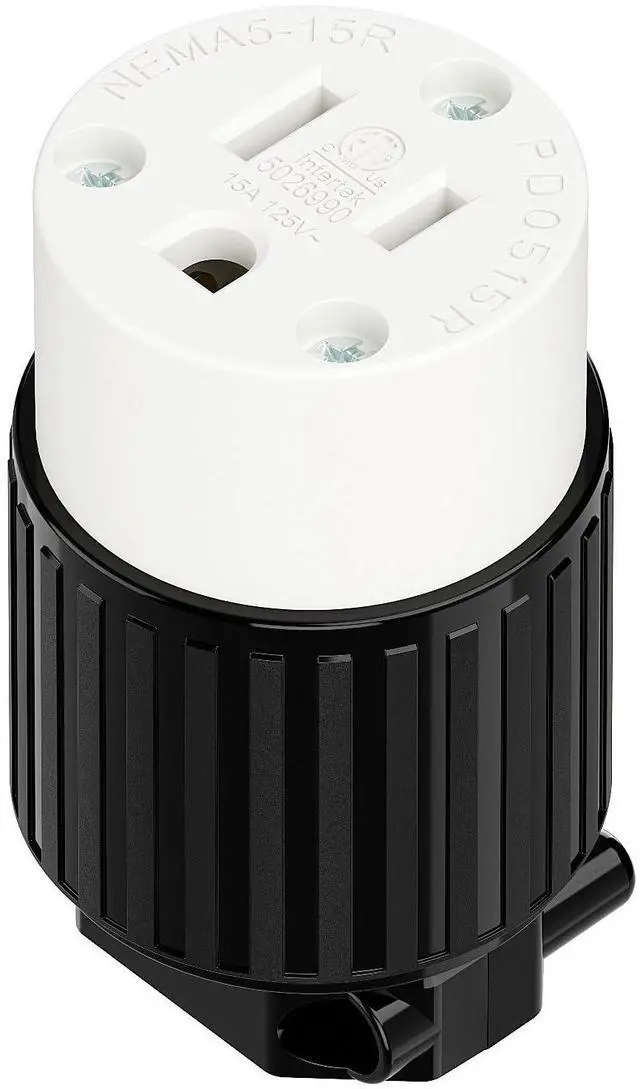 Alt view image 6 of 7 - (3PACK) Nema 5-15R/5-15C Female Socket, Plugrand ETL Listed 15AMP/125VOLT | 15A Straight DIY Receptacle, USA Canada 3-Prong Connector, 15A Household AC Industrial Grade Cord End Socket Black/White