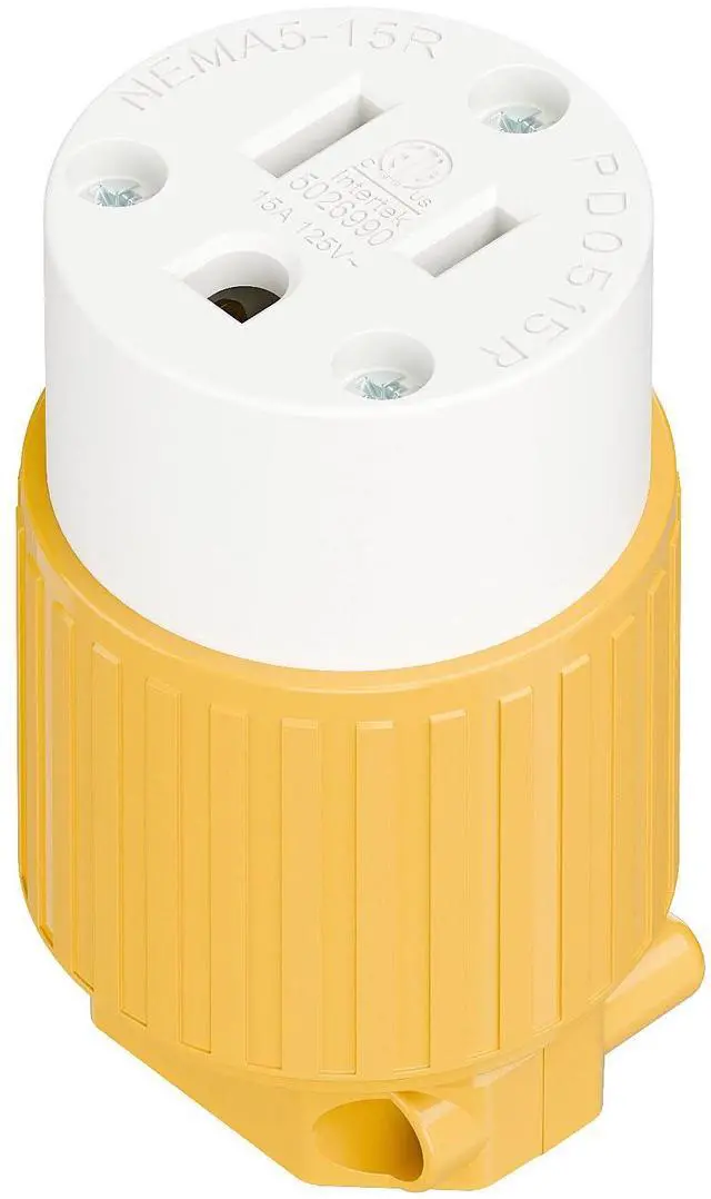 Main image of Nema 5-15R/5-15C Female Socket, ETL Listed 15AMP/125VOLT,15A Straight DIY Receptacle, USA Canada 3-Prong Connector, 15A Household AC Industrial Grade Cord End Socket Yellow Color
