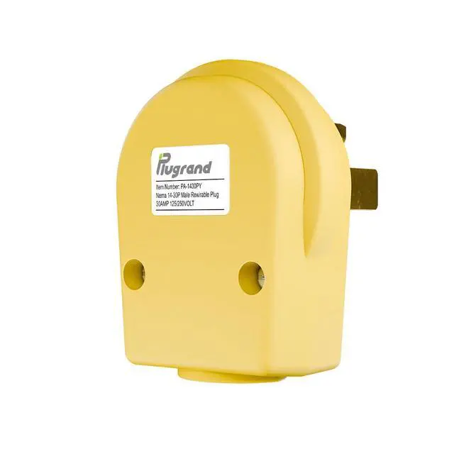 Alt view image 7 of 7 - (2Pack) Nema 14-30P Plug 30 Amp 125/250 Volt Angle Plug, Plugrand 30Amp Plug for Dyer and Ranges, Work with Cable OD Max. 1.06 Inch Yellow