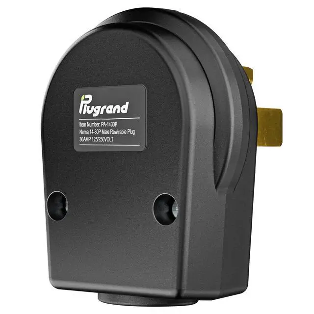 Alt view image 2 of 7 - Nema 14-30P Plug 30 Amp 125/250 Volt Angle Plug, 30Amp 125/250Volt Plug for Dyer and Ranges, Work with Cable OD Max. 1.06 Inch