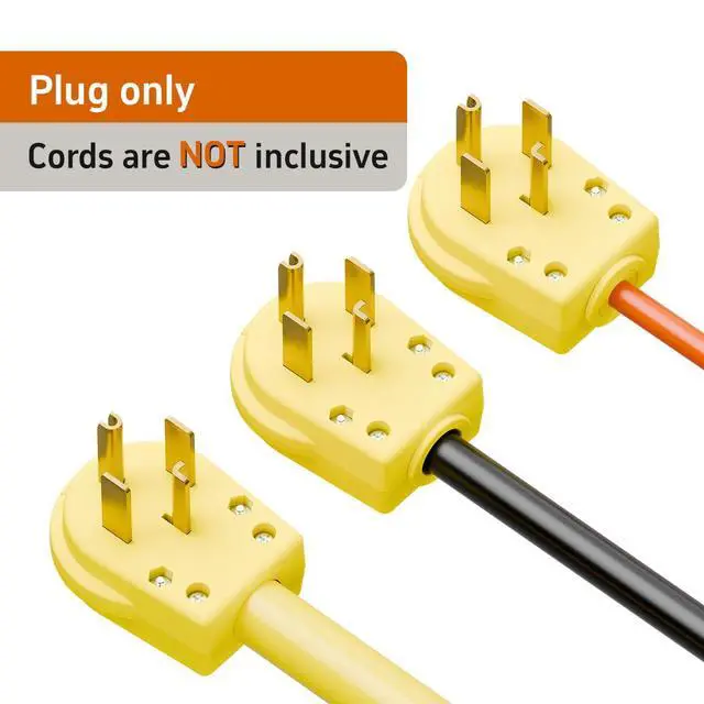 Alt view image 4 of 7 - (2Pack) Nema 14-30P Plug 30 Amp 125/250 Volt Angle Plug, Plugrand 30Amp Plug for Dyer and Ranges, Work with Cable OD Max. 1.06 Inch Yellow