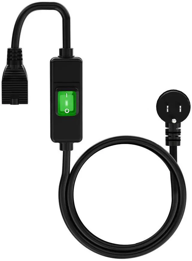 Main image of Right Angle 5-15P to 5-15R Extension Switch Cord 3FT | SJTW 14AWG 3C IP57 Waterproof, in-Line On/Off Switch Extension Cord, Max.20A 125V Heavy Duty Inline Switch