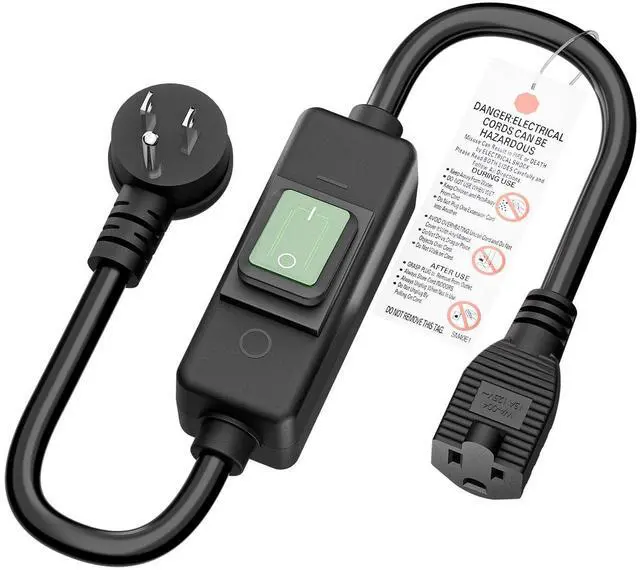 Main image of Right Angle Outdoor Waterproof 5-15P to 5-15R Extension Switch Cord | JTW 14AWG 3C IP57 Waterproof, in-Line On/Off Switch Extension CordS, Max.20A 125V Heavy Duty Inline Switch1.5FT