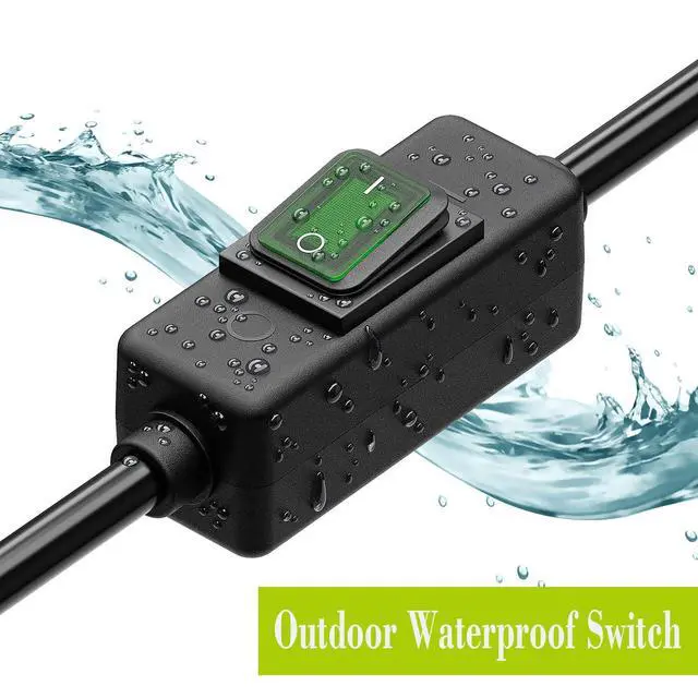 Alt view image 4 of 5 - Right Angle Outdoor Waterproof 5-15P to 5-15R Extension Switch Cord | JTW 14AWG 3C IP57 Waterproof, in-Line On/Off Switch Extension CordS, Max.20A 125V Heavy Duty Inline Switch1.5FT