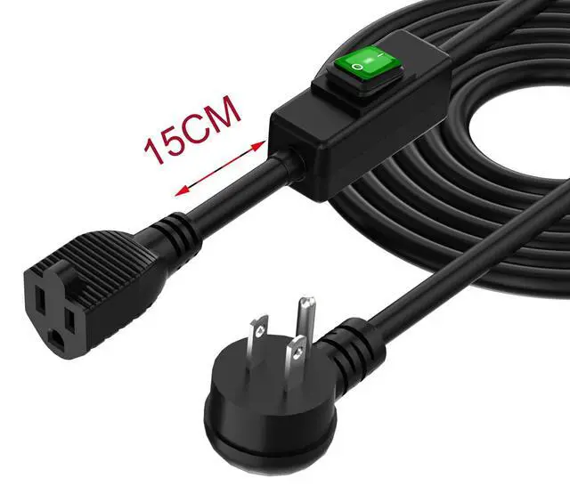 Alt view image 4 of 6 - Right Angle Outdoor Waterproof 3 Prong Extension Switch Cord 15FT | SJTW 14AWG 3C IP57 Waterproof, in-Line On/Off Switch Extension Cord, Max.20A 125V Heavy Duty Inline Switch