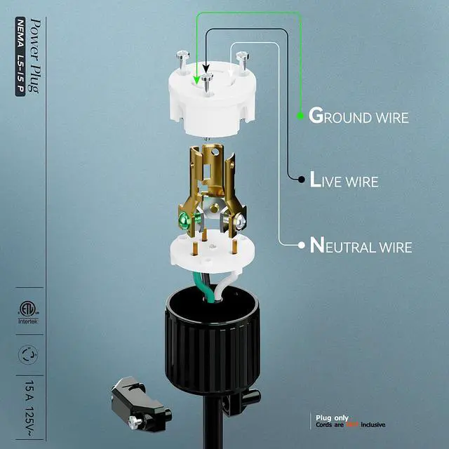 Alt view image 5 of 7 - 10Pack NEMA L5-15P Locking Plug, Twist Lock Male 15Amp 125Volt Generator Plugs, Industrial Grade Lock in Male 15A/125V Connector, ETL Listed Heavy Duty Plug for Generators Black/White Color