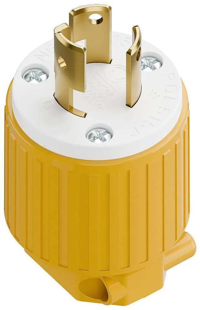 Main image of NEMA L5-15P Locking Plug, Twist Lock Male 15Amp 125Volt Generator Plugs | Industrial Grade Lock in Male 15A/125V Connector, ETL Listed Heavy Duty Plug for Generators, Yellow