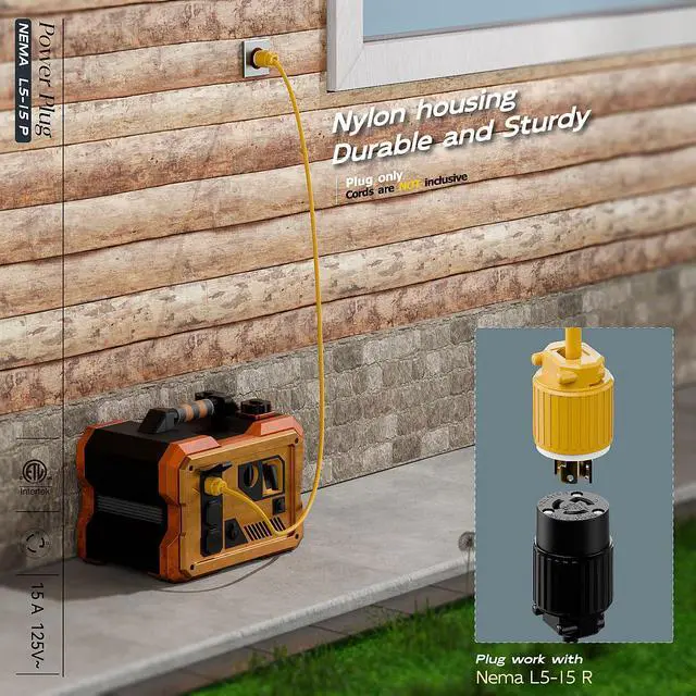 Alt view image 7 of 7 - 10PACK NEMA L5-15P Locking Plug, Twist Lock Male 15A 125V Generator Plugs | Industrial Grade Lock in Male 15A/125V Connector, ETL Listed Heavy Duty Plug for Generators, Yellow