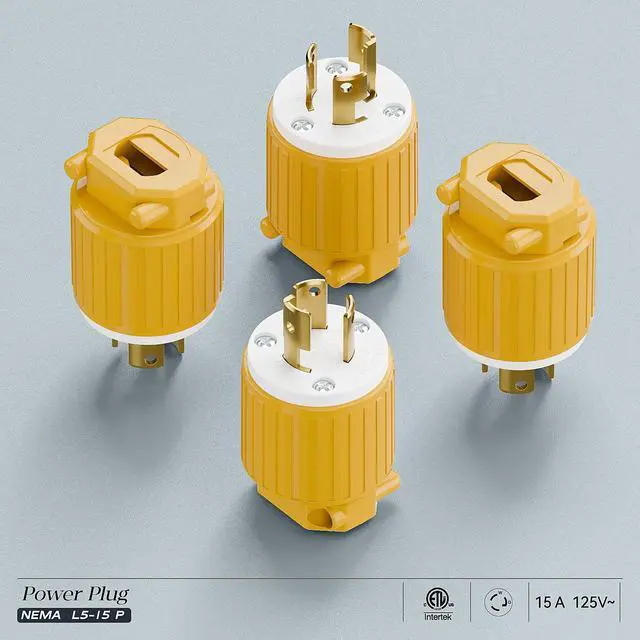 Alt view image 6 of 7 - 10PACK NEMA L5-15P Locking Plug, Twist Lock Male 15A 125V Generator Plugs | Industrial Grade Lock in Male 15A/125V Connector, ETL Listed Heavy Duty Plug for Generators, Yellow