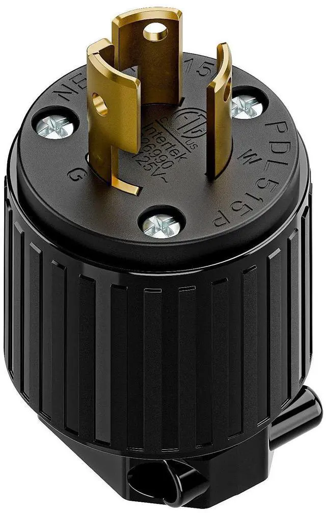 Main image of NEMA L5-15P Locking Plug, Twist Lock Male 15Amp 125Volt Generator Plugs, Industrial Grade Lock in Male 15A/125V Connector, ETL Listed Heavy Duty Plug for Generators Black Color