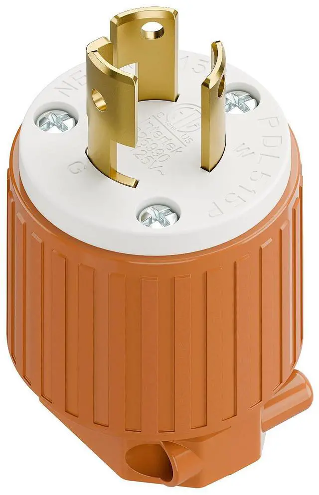 Main image of NEMA L5-15P Locking Plug, Twist Lock Male 15Amp 125Volt Generator Plugs, Industrial Grade Lock in Male 15A/125V Connector, ETL Listed Heavy Duty Plug for Generators Orange Color