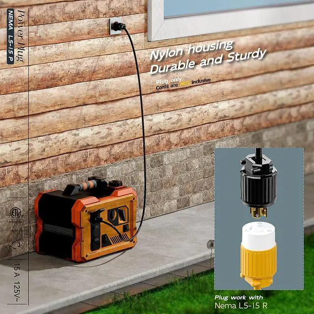 Alt view image 6 of 7 - (2PACK) NEMA L5-15P Locking Plug, Twist Lock Male 15Amp 125Volt Generator Plugs, Industrial Grade Lock in Male 15A/125V Connector, ETL Listed Heavy Duty Plug for Generators Black Color