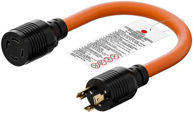Main image of 1.5FT Nema L5-30P to L14-30R Adapter Cable | 30Amp L5-30 Male Generator to L14-30 Transfer Switch 4-Prong Female Adapter STW 10AWG, 30A Generator 3-Prong to 30A 4-Prong