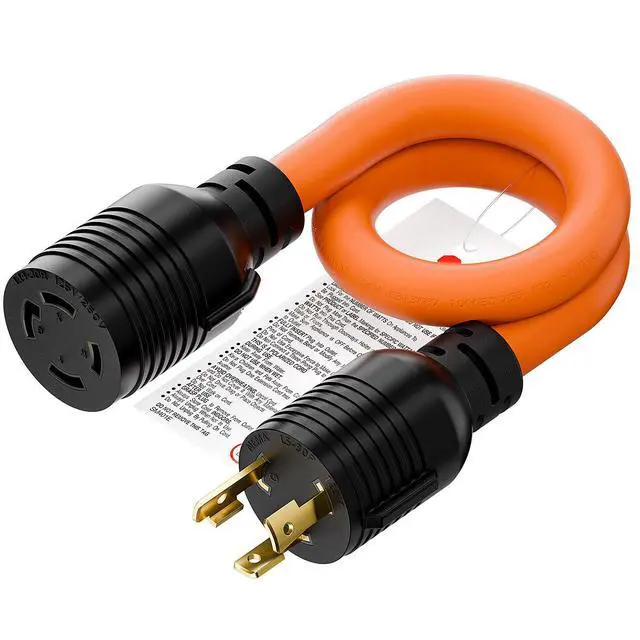 Alt view image 7 of 7 - 1.5FT Nema L5-30P to L14-30R Adapter Cable | 30Amp L5-30 Male Generator to L14-30 Transfer Switch 4-Prong Female Adapter STW 10AWG, 30A Generator 3-Prong to 30A 4-Prong