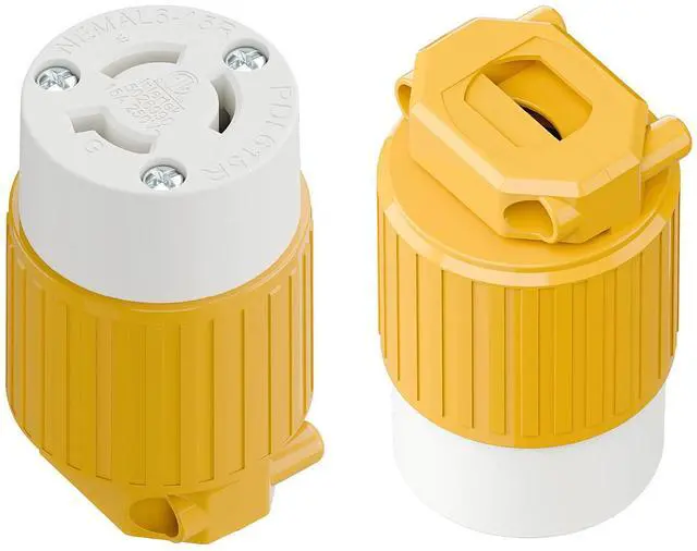 Main image of (2PACK) NEMA L6-15R Locking Plug, (ETL Listed) Cord End Connector, Twist Lock L6-15 15Amp 250Volt Female AC Connector, Industrial Grade 15A 250V Replacement Socket PDL615R Yellow