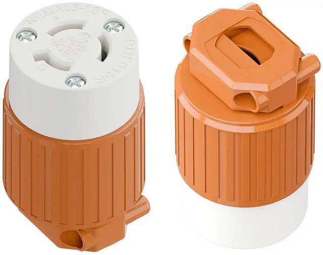 Main image of (2PACK) NEMA L6-15R Locking Plug, (ETL Listed) Cord End Connector, Twist Lock L6-15 15Amp 250Volt Female AC Connector, Industrial Grade 15A 250V Replacement Socket PDL615R Orange