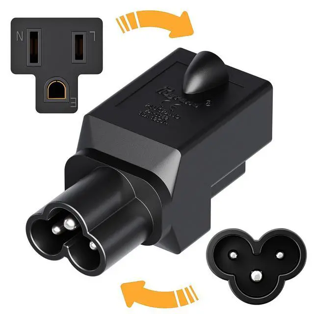 Alt view image 2 of 7 - 2 Pack IEC C6 to NEMA 5-15R Power Adapter